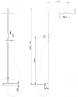 Душевая стойка ABBER Wasser Kreis AF8160RG с термостатом розовое золото